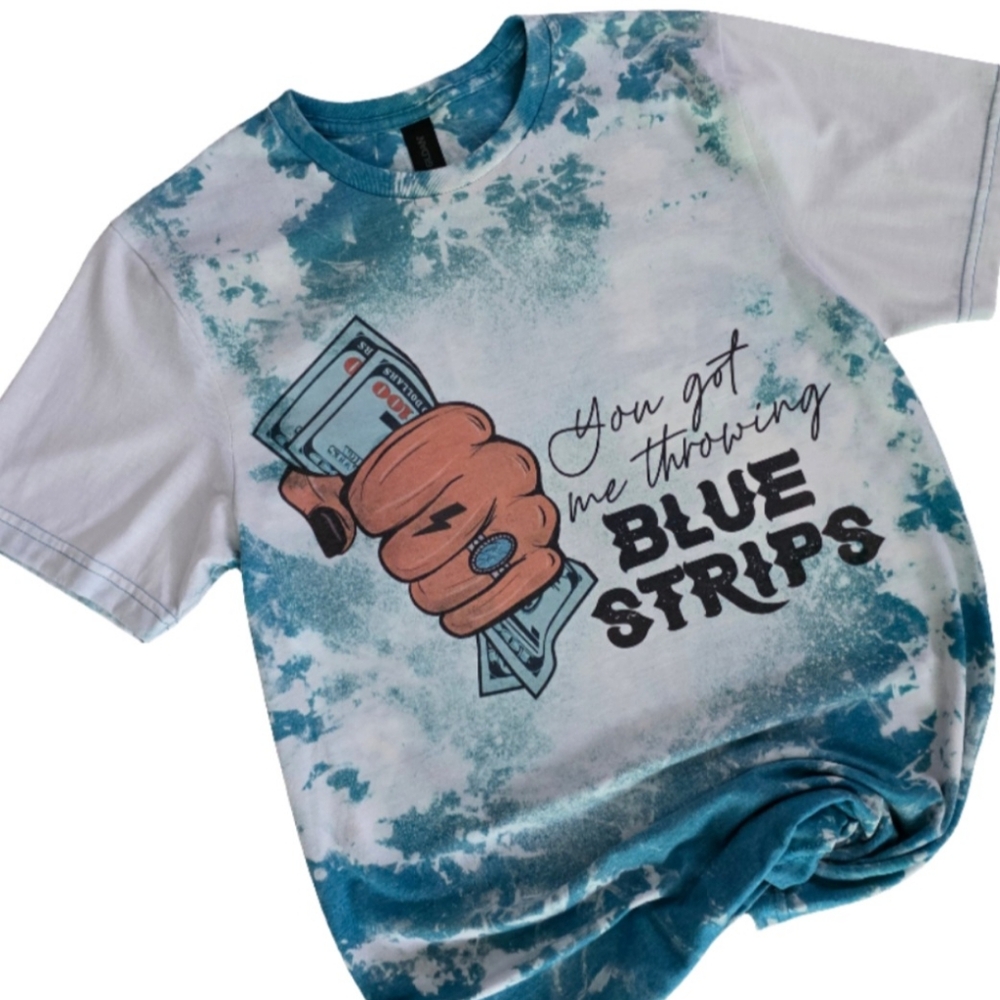 New Blue Strips Custom Bleached Tee